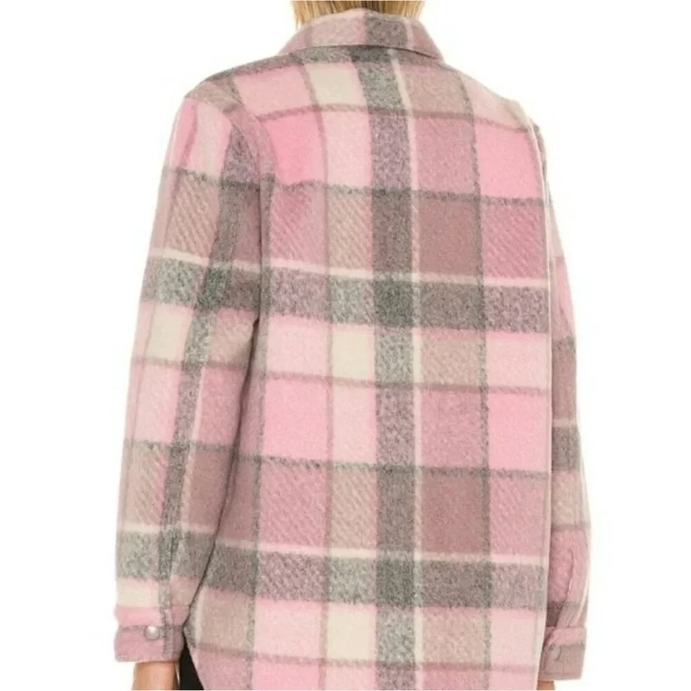 NWT Blank NYC Cabin Fever Pink Plaid Shacket Size Medium